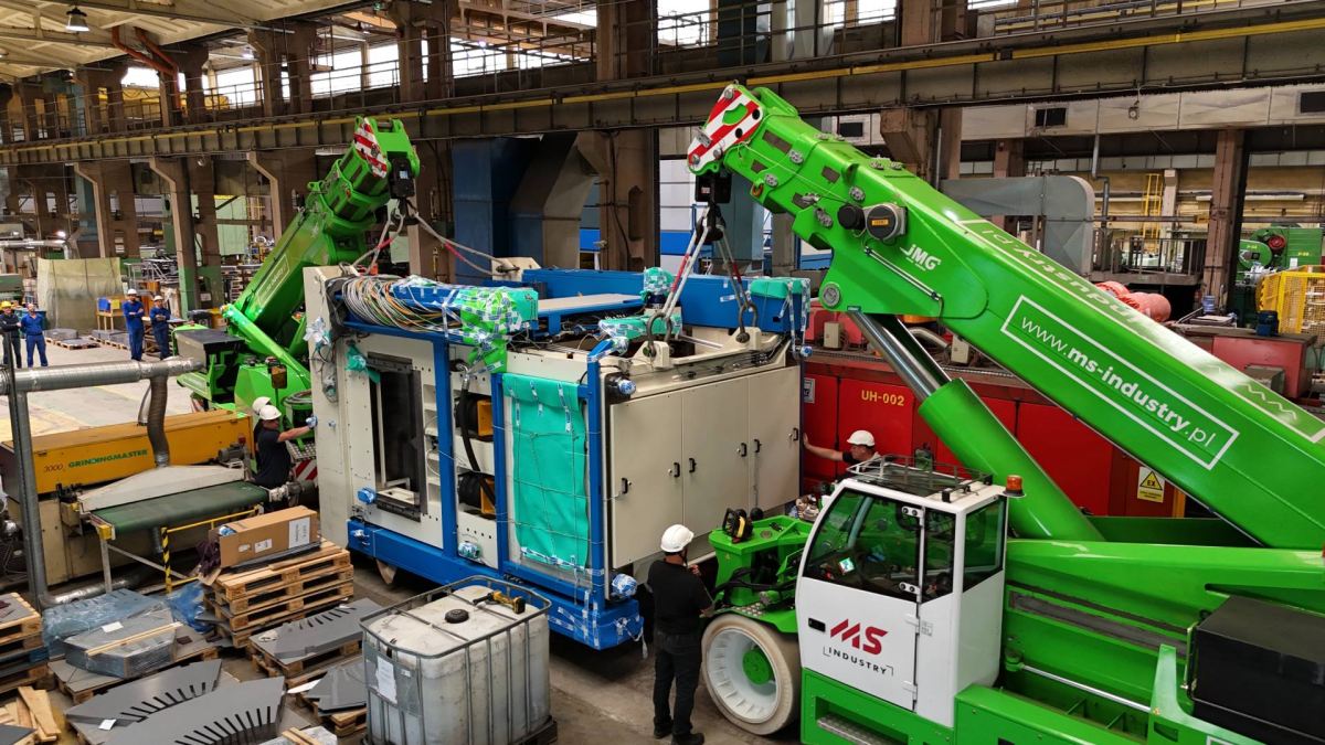 Rozładunek wprowadzenie pionowanie prasy o wadze 75 ton