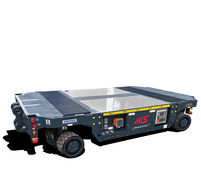 Platforma samojezdna Greiner SPMT Sefiro 75 4D do transportu bardzo ciezkich i ponadgabarytowych ladunkow w zastosowaniach przemyslowych. 